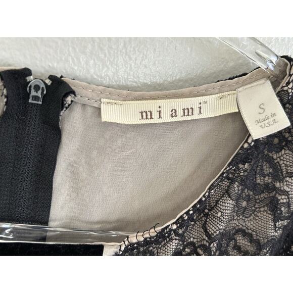 Mi Ami Lace Cami Top Black Velvet Bow Womens Small - Picture 2 of 8